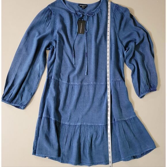 Wednesday's Girl Women's Tiered Blue Peasant Dress - Picture 10 of 16